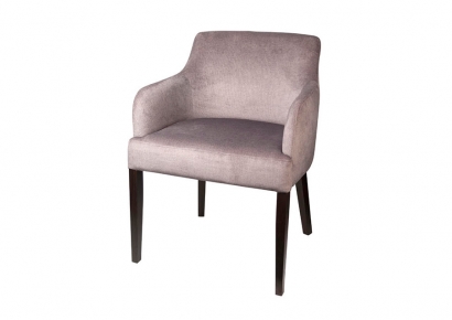 Fotelis CURVED ARMCHAIR WITH BROWN LEGS & ASPEN FABRIC