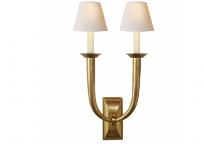 Sieninis šviestuvas - French Deco Horn Double Sconce S 2021AN-NP
